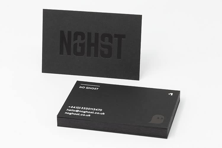 no ghost hot foil black gloss business cards 750