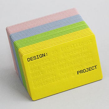 letterpress printed, blind debossed and die-cut business card on Gmund Colors Volume