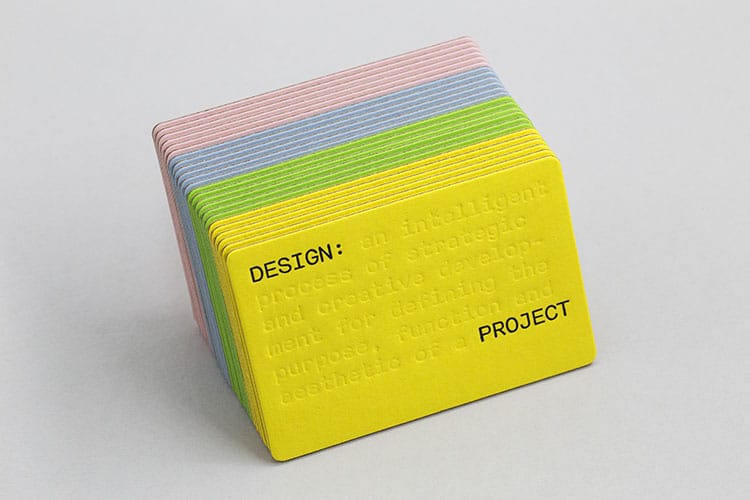 design project letterpress business cards gmund volume deboss die cut cards fanned stack 750